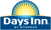 Days Inn by Wyndham logo; blue with a yellow sun and white writing