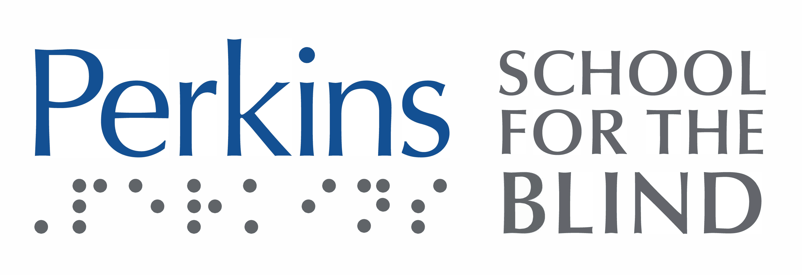 Perkins School for the Blind Logo with Braille Dots