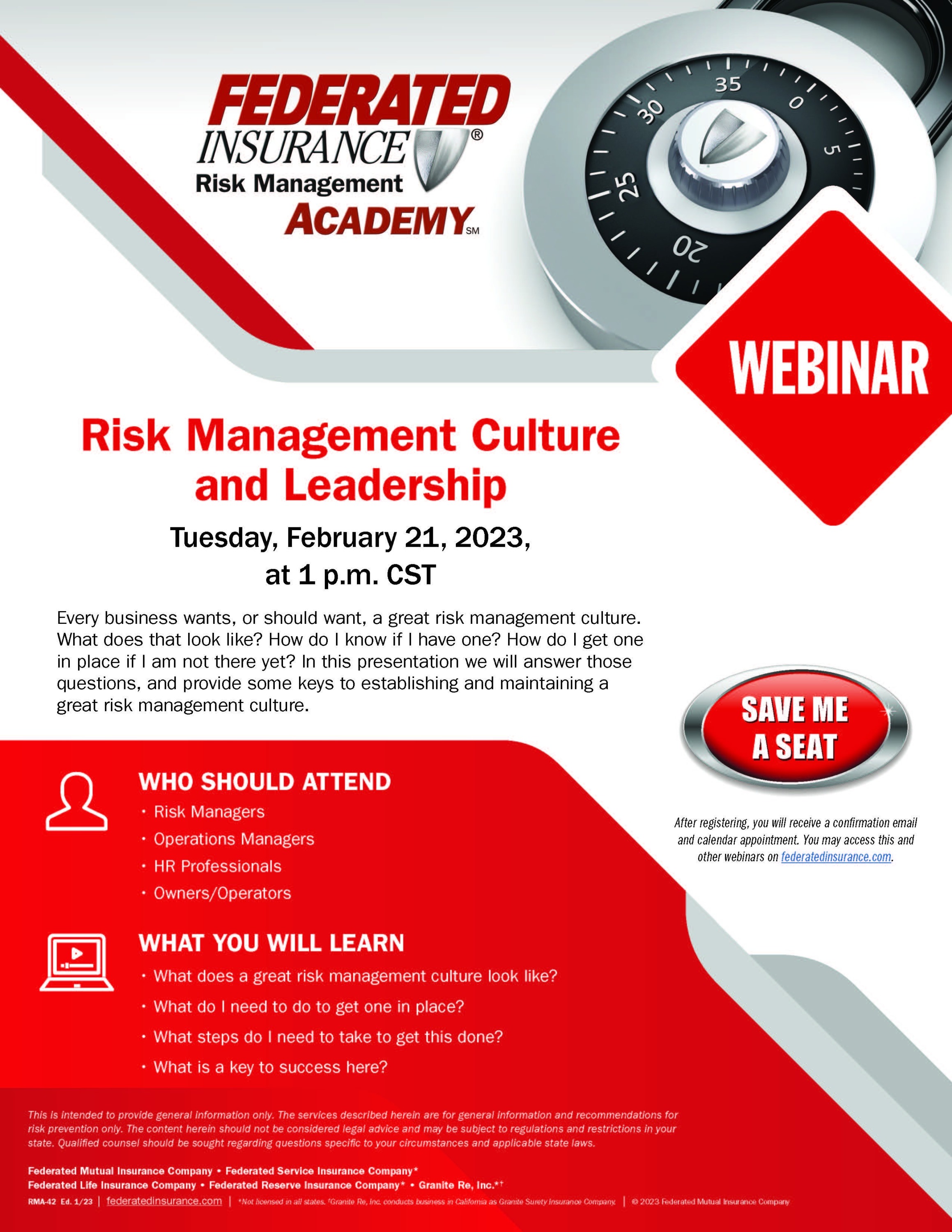 Federated Insurance Webinar: Risk Management Culture and Leadership ...
