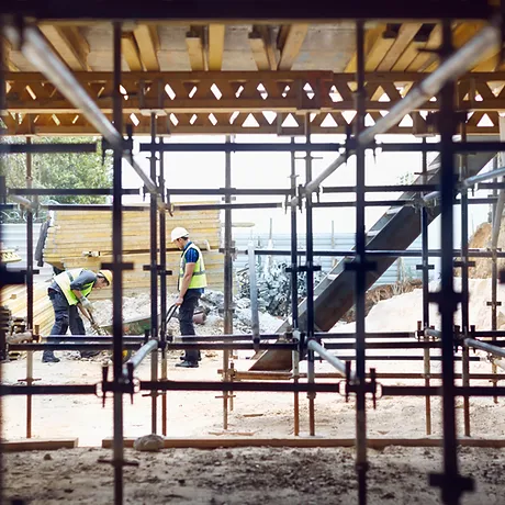 Construction workers on work site