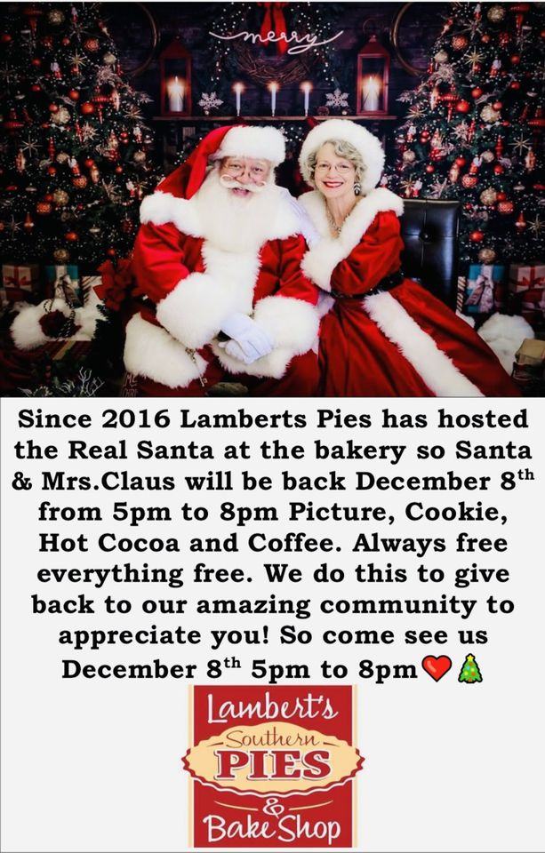Santa and Mrs. Claus at Lambert's Pie Blount Chamber