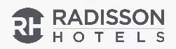 Radisson Hotels and Resorts grey logo over white background