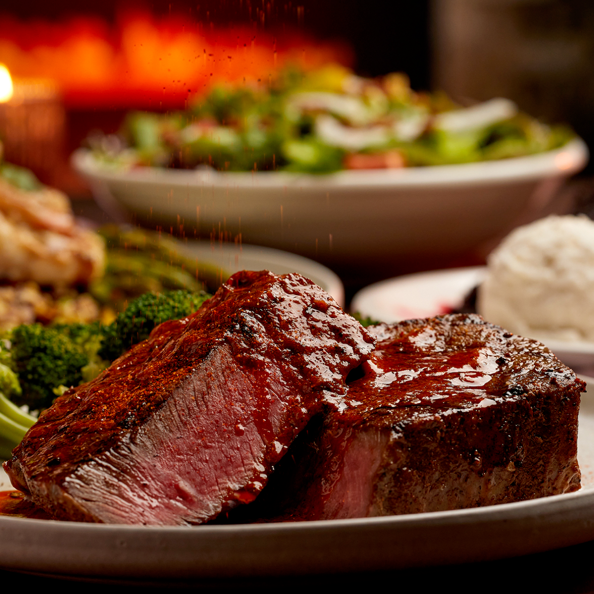 A plate with a delicious steal from Firebirds Grill.