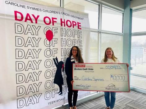 Two women holding a large check

Description automatically generated