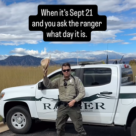 Louisville Ranger in front of his truck with the text "When it