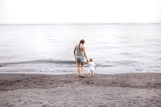 Mother and Baby on the Beach