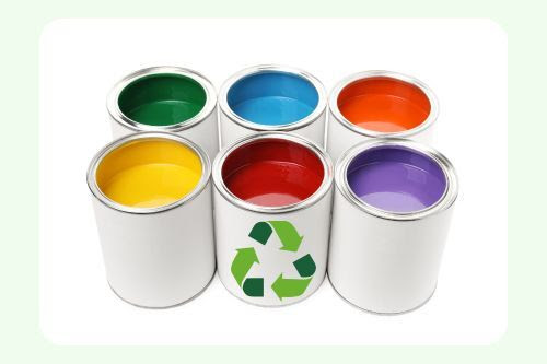 paint cans of paint that is to be recycled