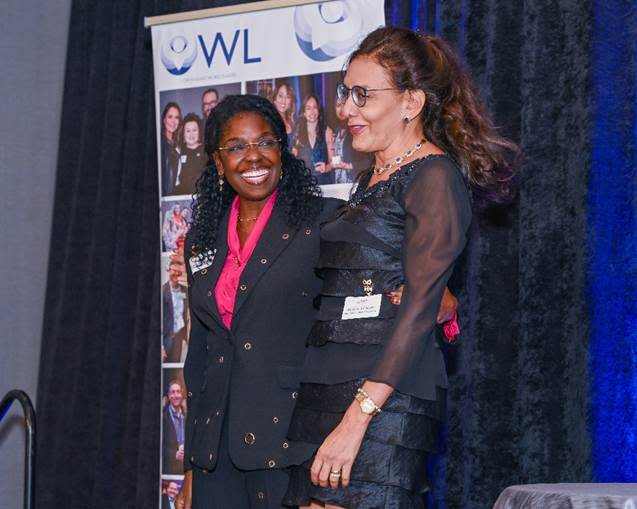 Dr Renee Bovelle & Nivine Woods at the hand-over of the OWL presidency.