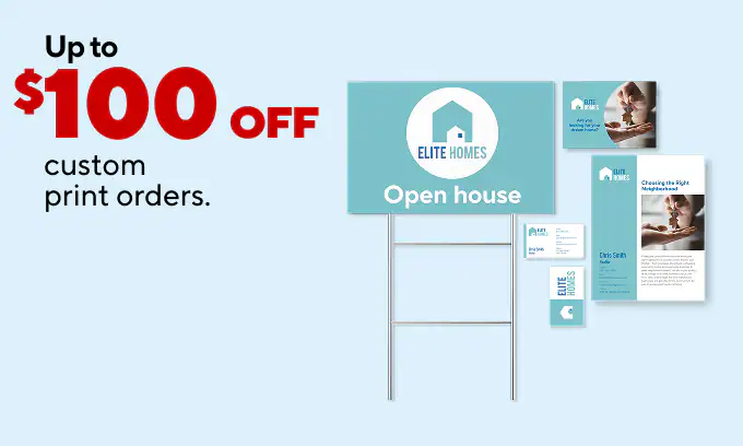 Up to $100 off custom print orders