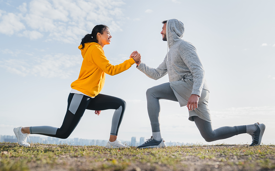 two people working out together