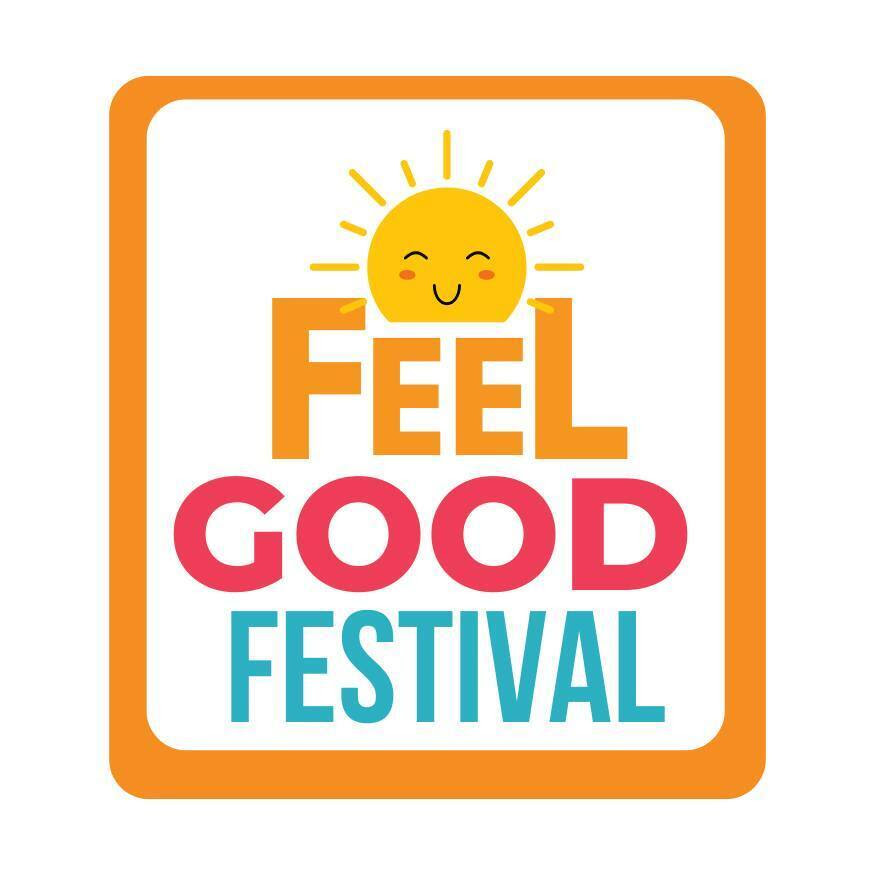 feel good festival logo with smiling sun