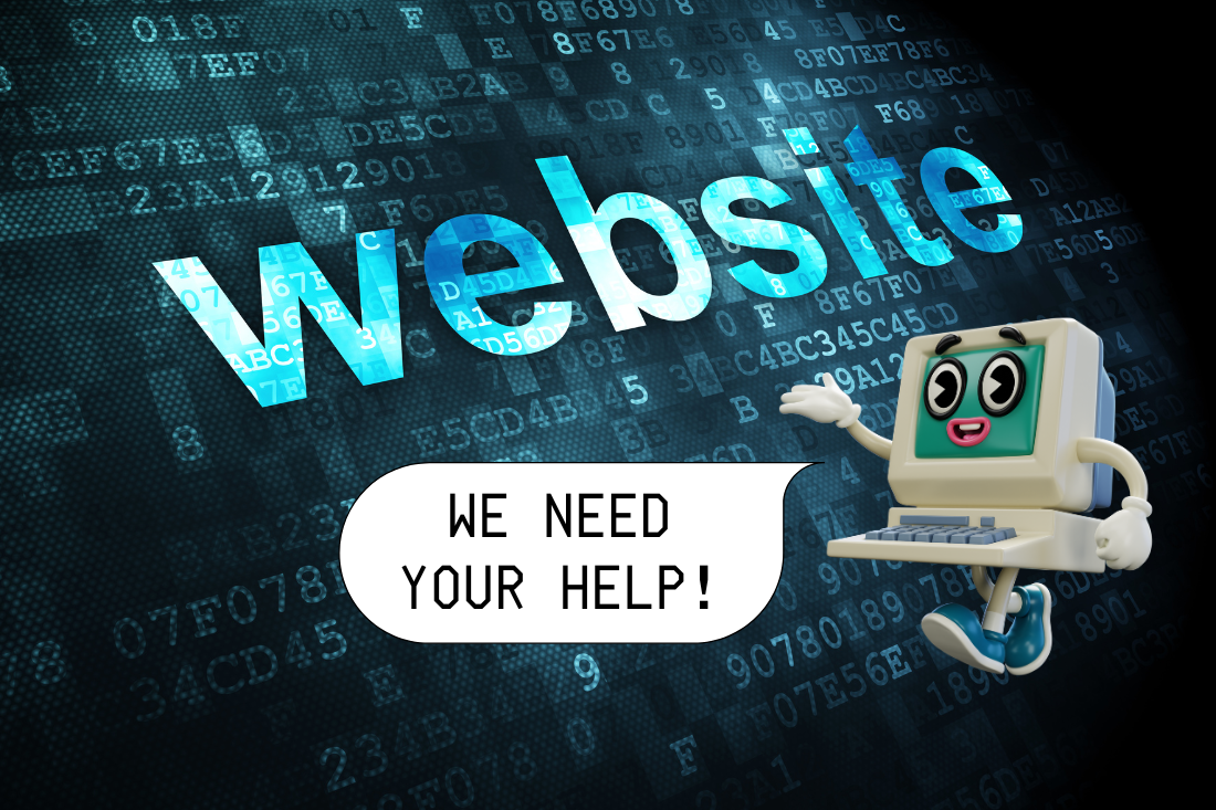 Anthropomorphic computer mascot saying 