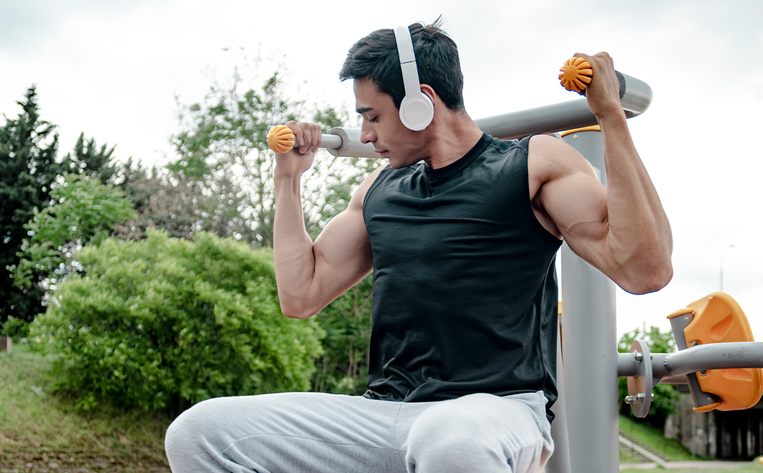 Young adult working out outdoors