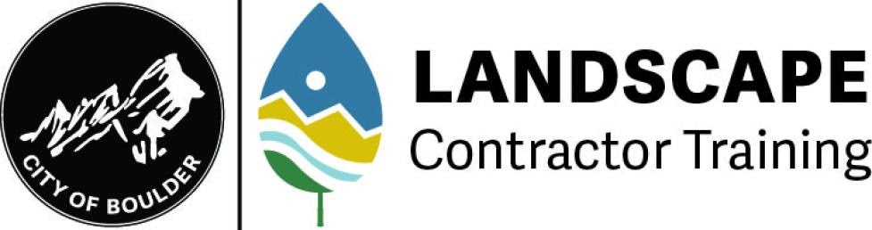 Image shows two logos, the City of Boulder logo and the logo for Landscape Contractor Training.