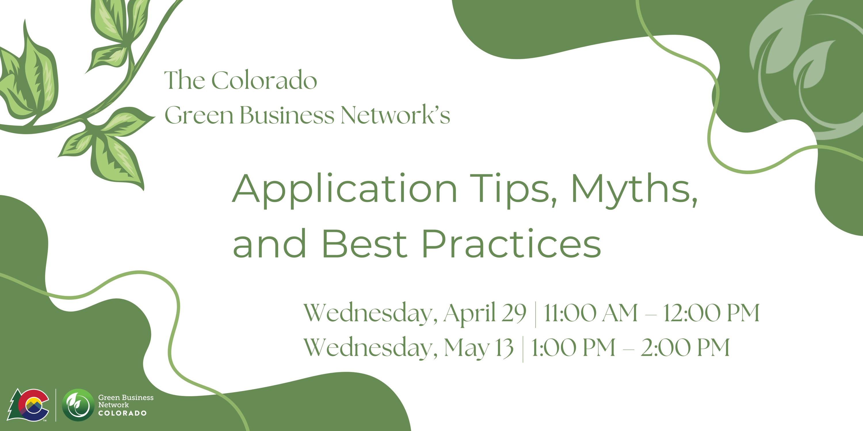 Banner graphic for the 2026 Application Tips, Myths, and Best Practices in April and May.