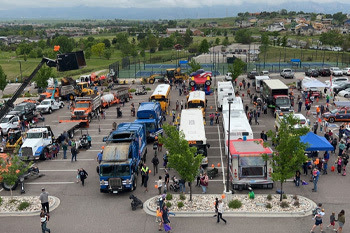 Ariel Photo of Touch a Truck event showing vehicles