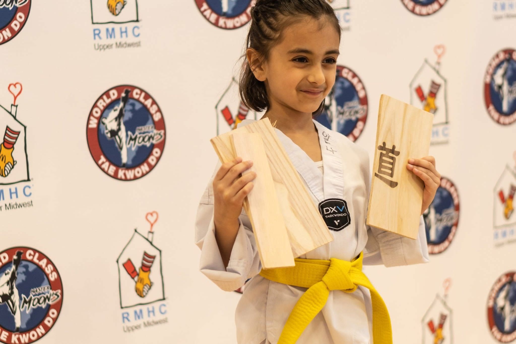 Taekwondo students in training