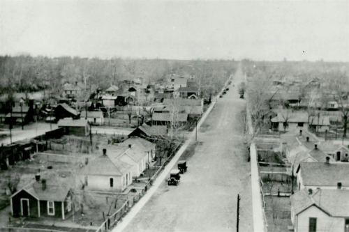 black and white image of downtown Louisville