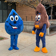 Photo of Louisville utilities mascots Drippy and Swirly