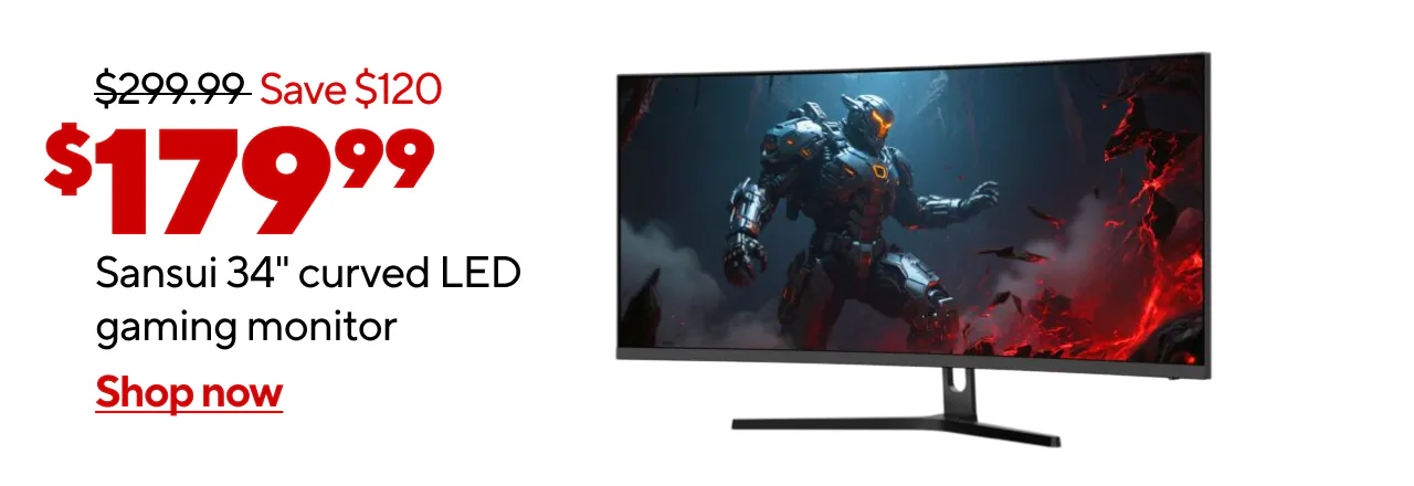(AD: $179.99) Sansui 34 Curved 165Hz Gaming Monitor (Reg: $299.99, Save $129.99)