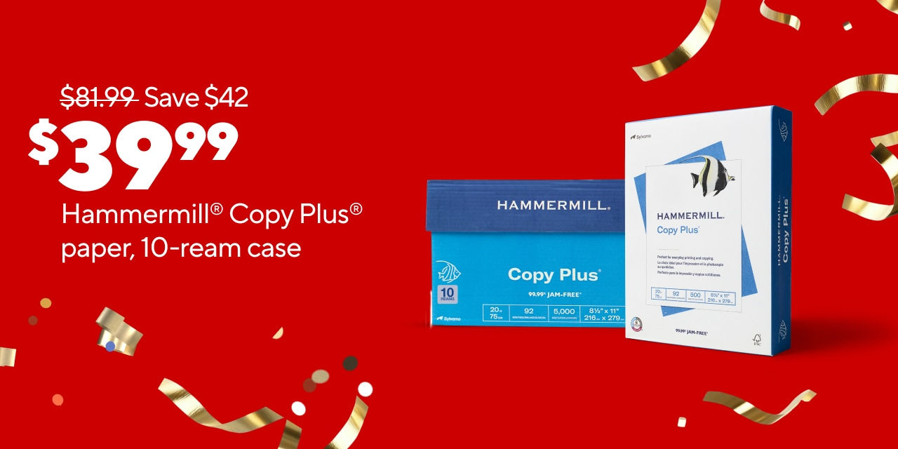 Only $39.99 for Hammermill Copy Plus Copy Paper 8 1/2 x 11, White, 10-Ream Case.