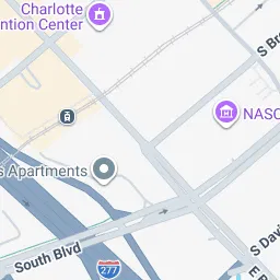 Map of downtown Charlotte highlighting the business district