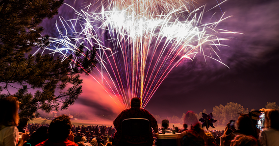Crowd watching 4th of July Fireworks