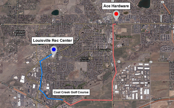 Map depicting shuttle routes for Louisville