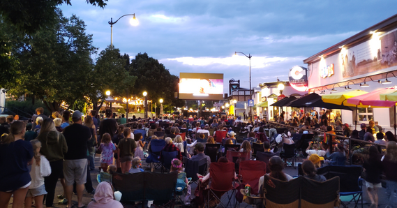 Louisville residents settled in to watch a movie on Main Street