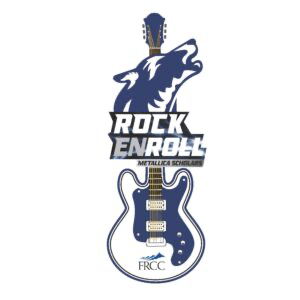 Metallica scholars graphic with wolf head and guitar shape