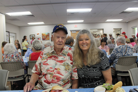 Two Seniors enjoying lunch