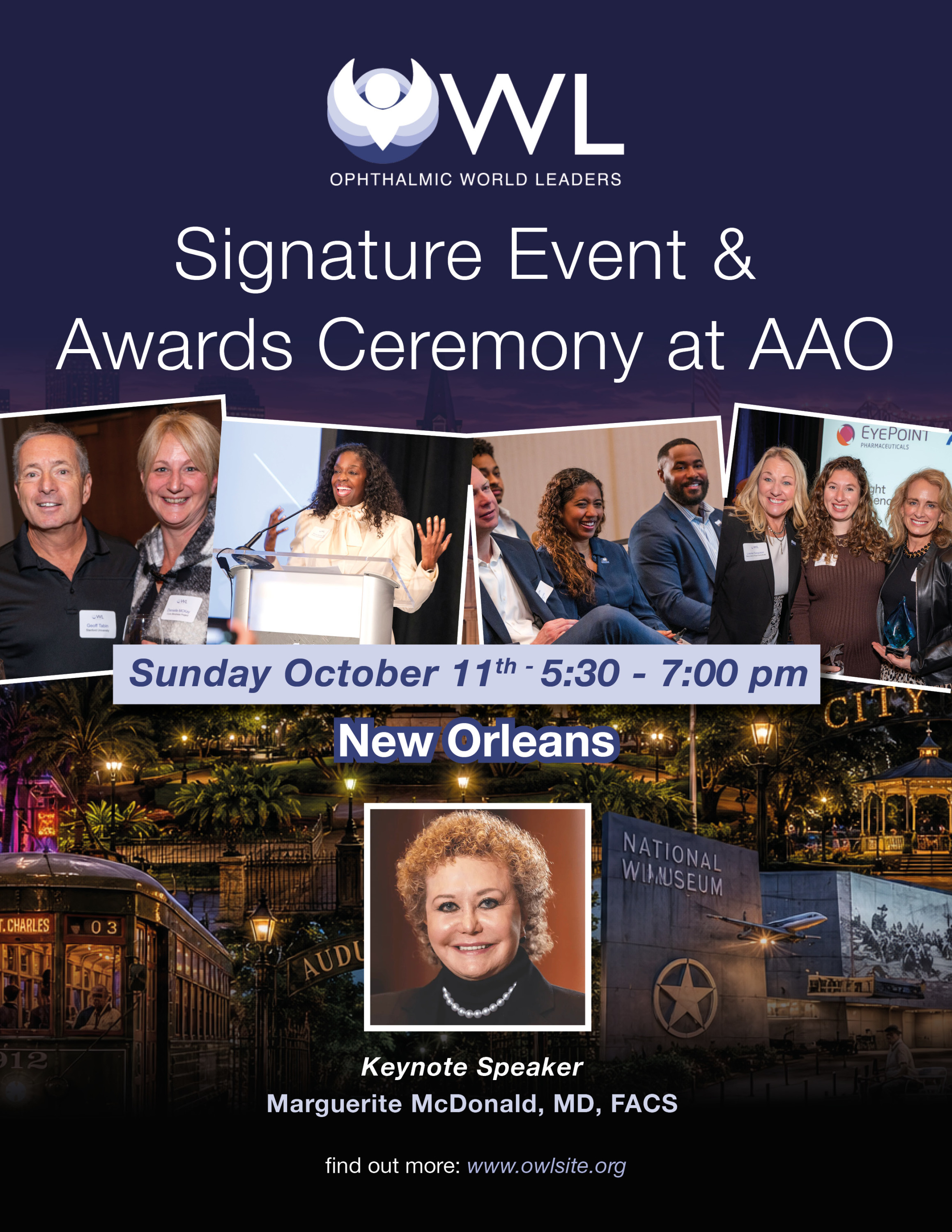 Save the date for OWL Signature Event & Awards Ceremony! Registration is open. Keynote Speaker: Marguerite McDonald, MD, FACS