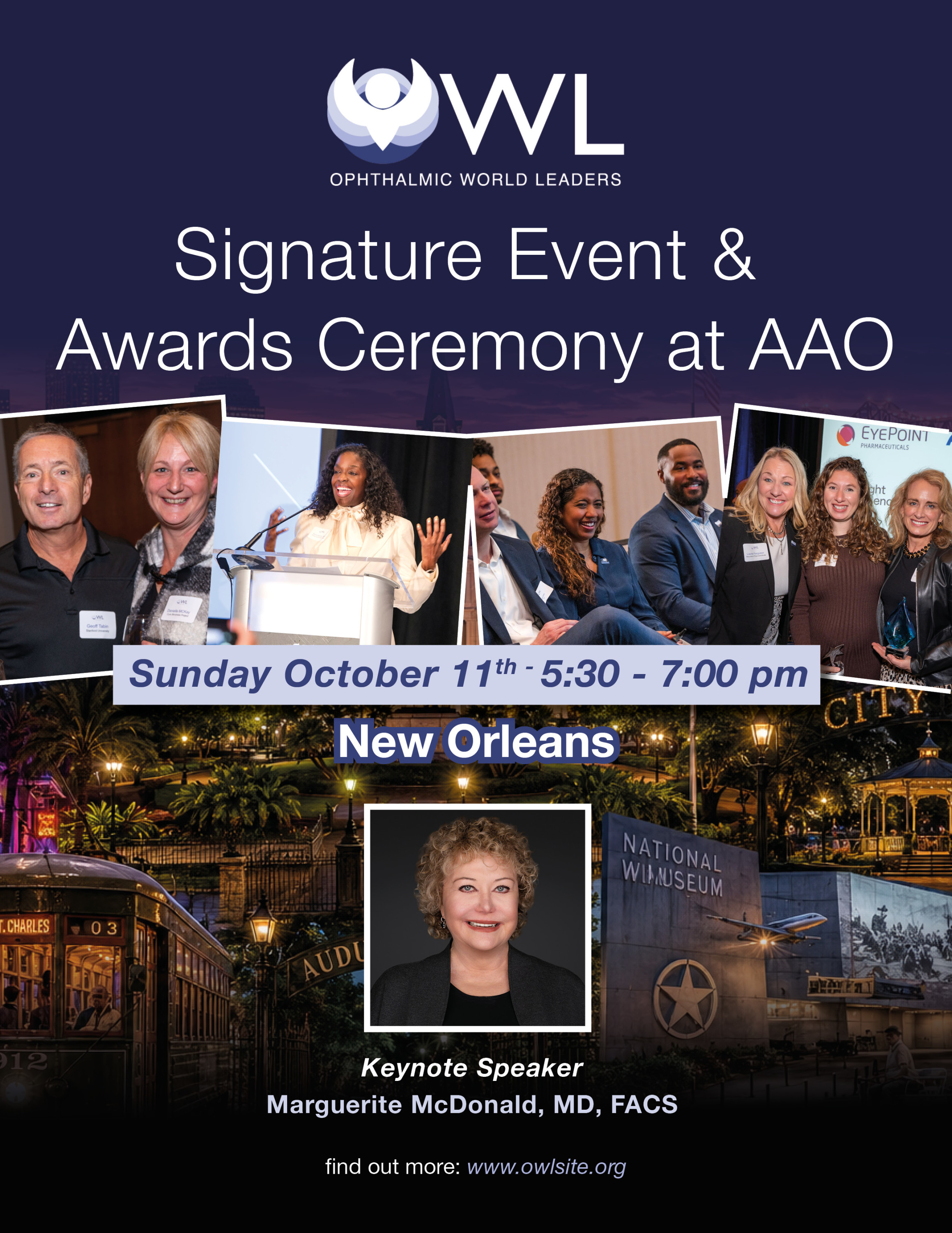 Save the date for OWL Signature Event & Awards Ceremony! Registration is open. Keynote Speaker: Marguerite McDonald, MD, FACS