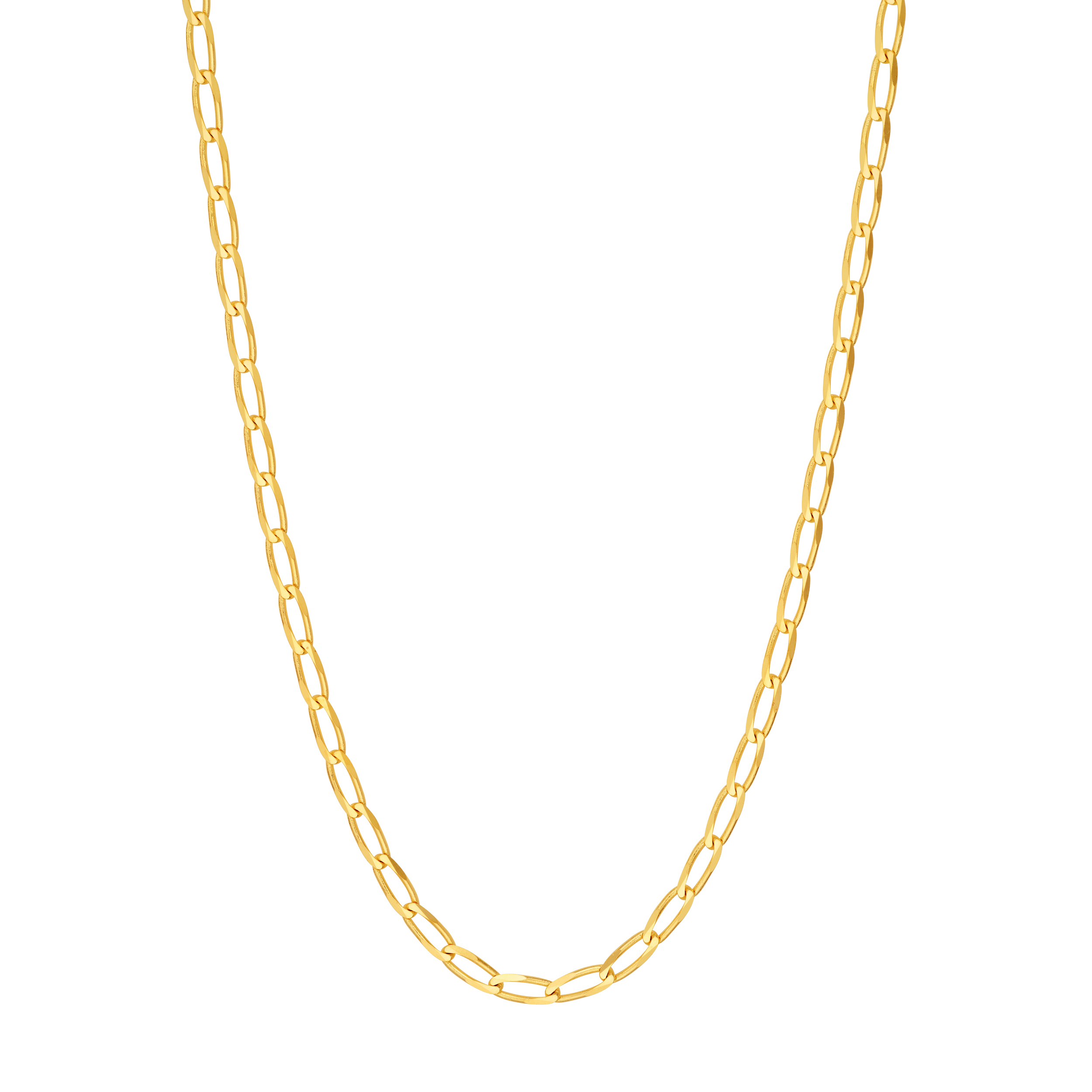 3mm Long Link Curb Chain Necklace (22 in)