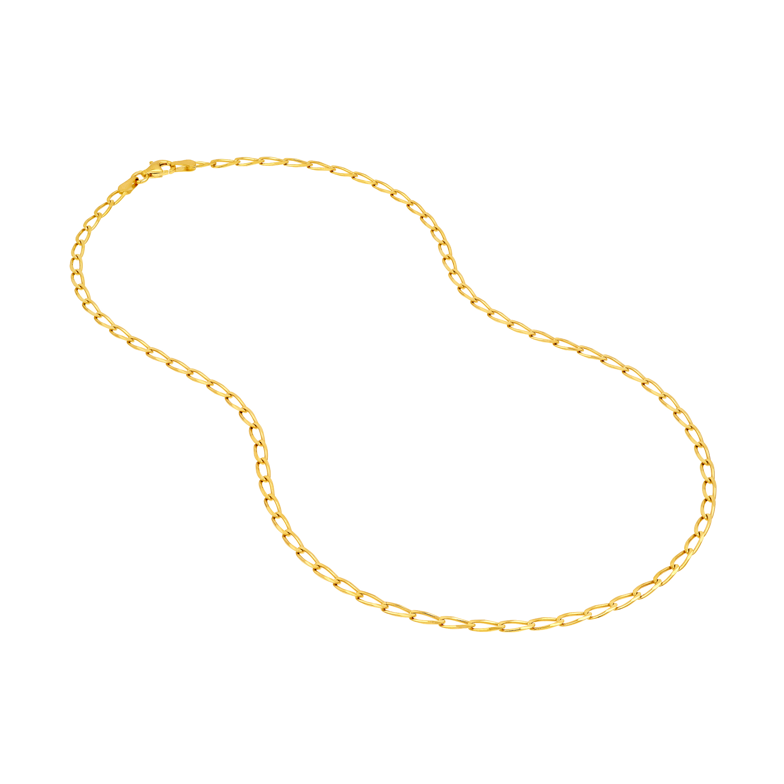 3mm Long Link Curb Chain Necklace (22 in)