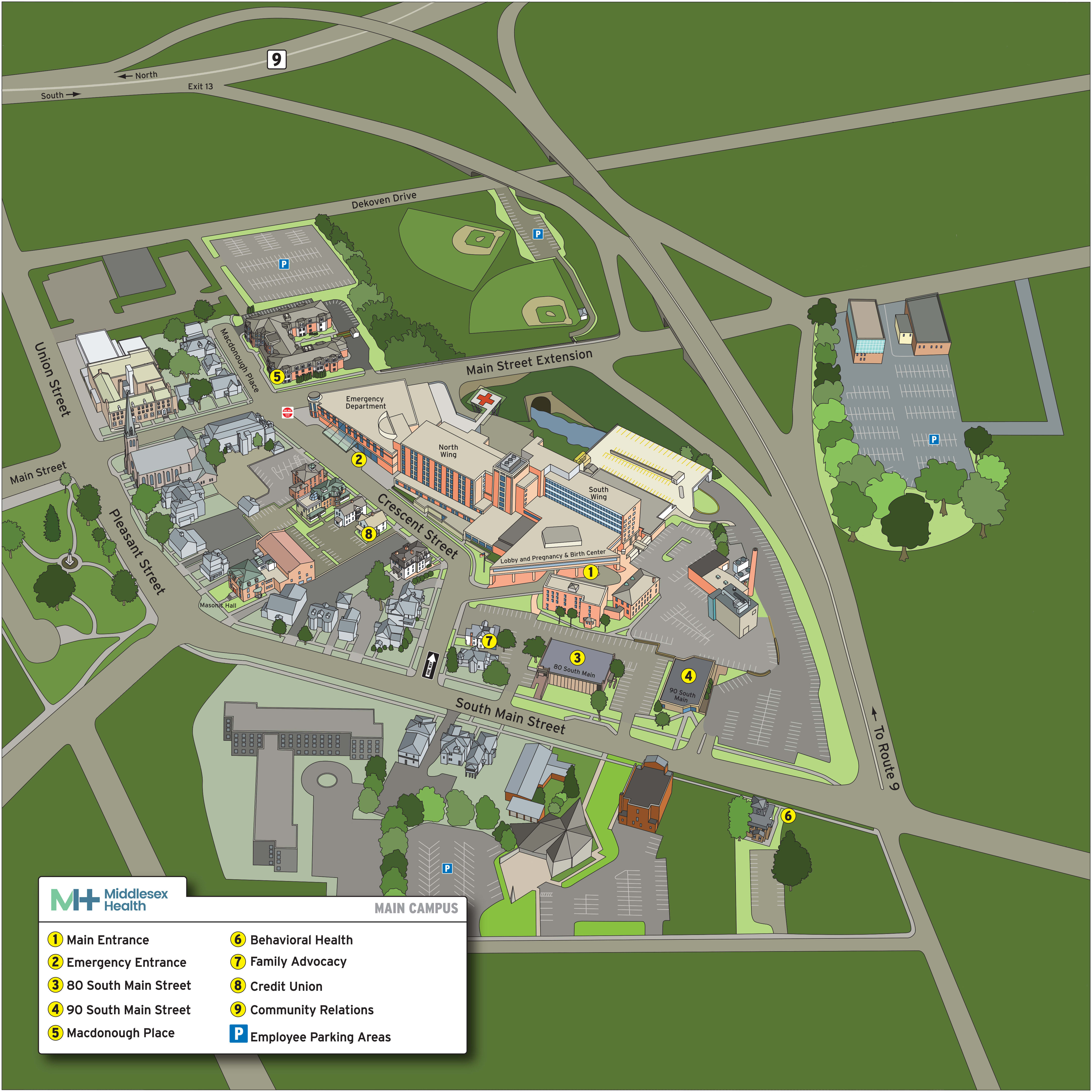 Middlesex Health Employee Parking Map