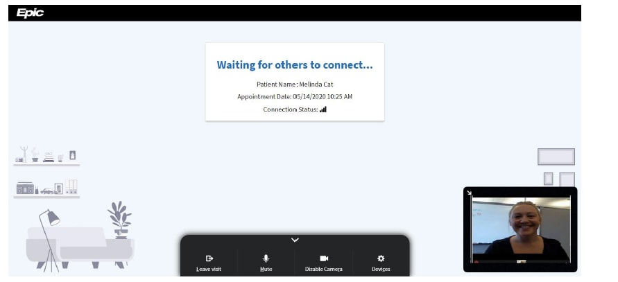 Virtual waiting room in MyChart.