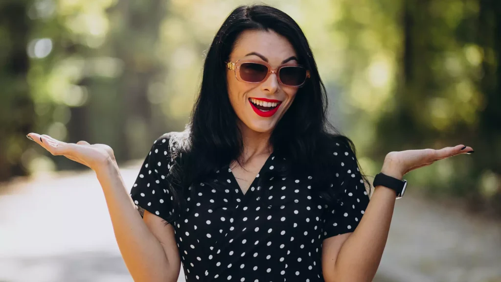 smiling happy woman on road