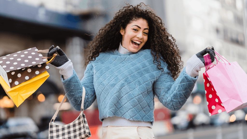 happy woman after shopping