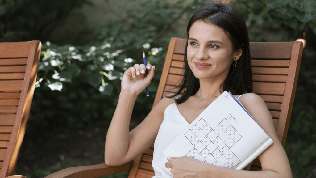 woman on outdoor chair