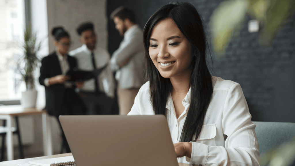 woman office laptop