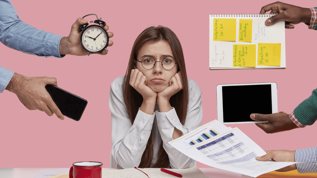 woman stressed at work