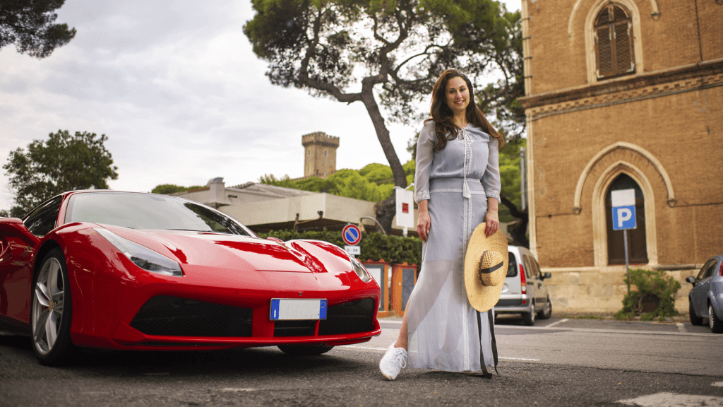woman with ferari