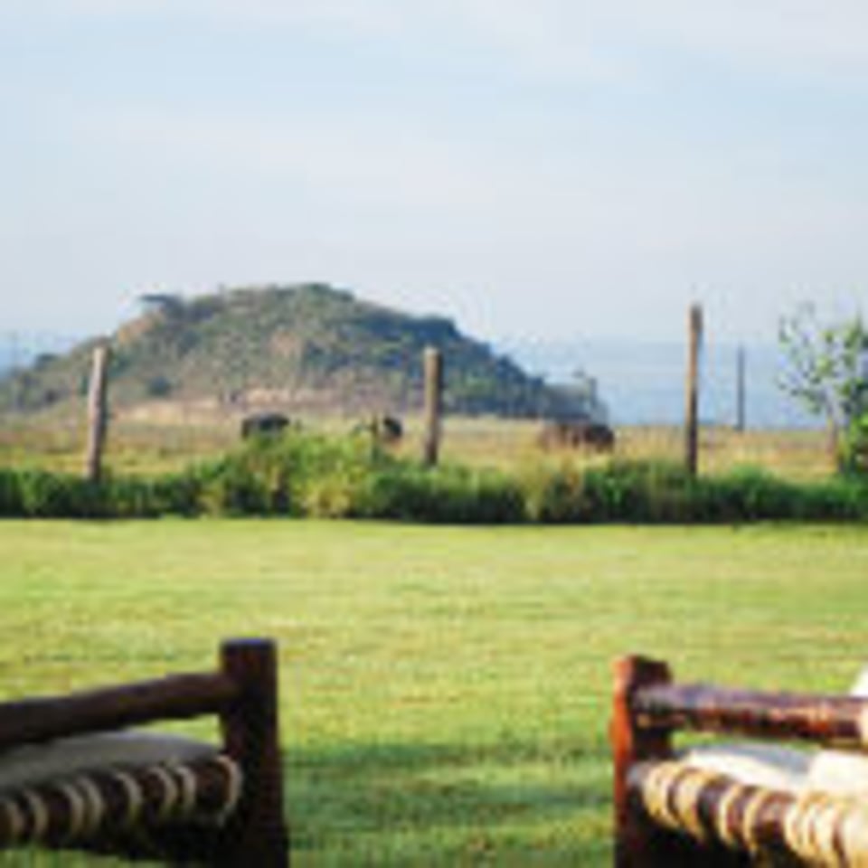 Ausblick vom Garten der Flamingo Hill Lodge