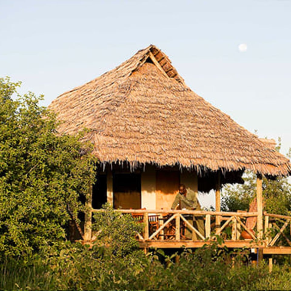 Blick auf Bungalow