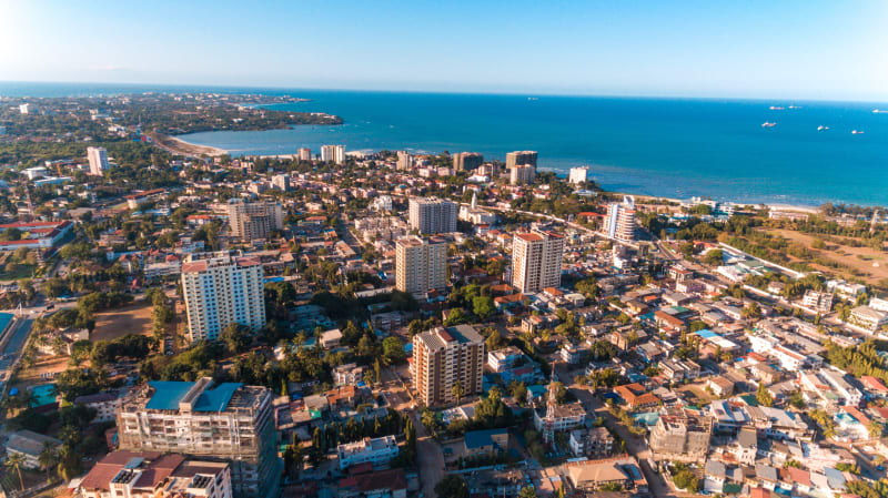 aerial view of the haven of peace, city of Dar es Salaam