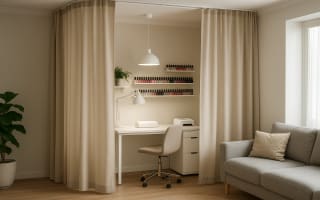 וילון הסטה עם מסילה מעוגלת קליניקה ביתית