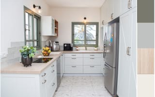 מטבח קטן בגווני פסטל