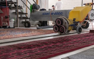 מכונת ניקוי שטיחים עם מברשות על שטיחים