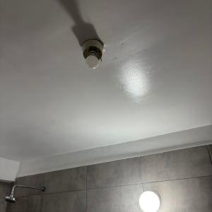 תקרה צבועה עם מנורה ומקלחת
